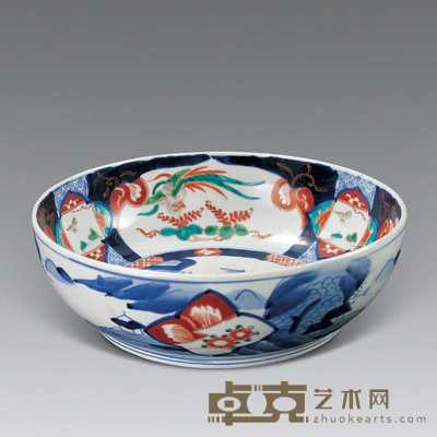 十九世纪初 五彩山水纹碗 直径25cm